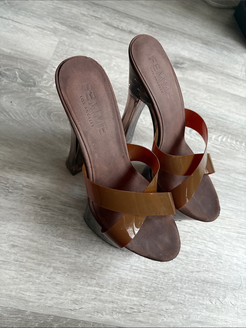 Femme LA X Draya Michele Natale Pvc Platform Slipper, Brown, Size 39